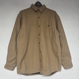 Duluth Trading Brown Lined Work Shirt Jacket Button Up Shacket Men Medium Beaver